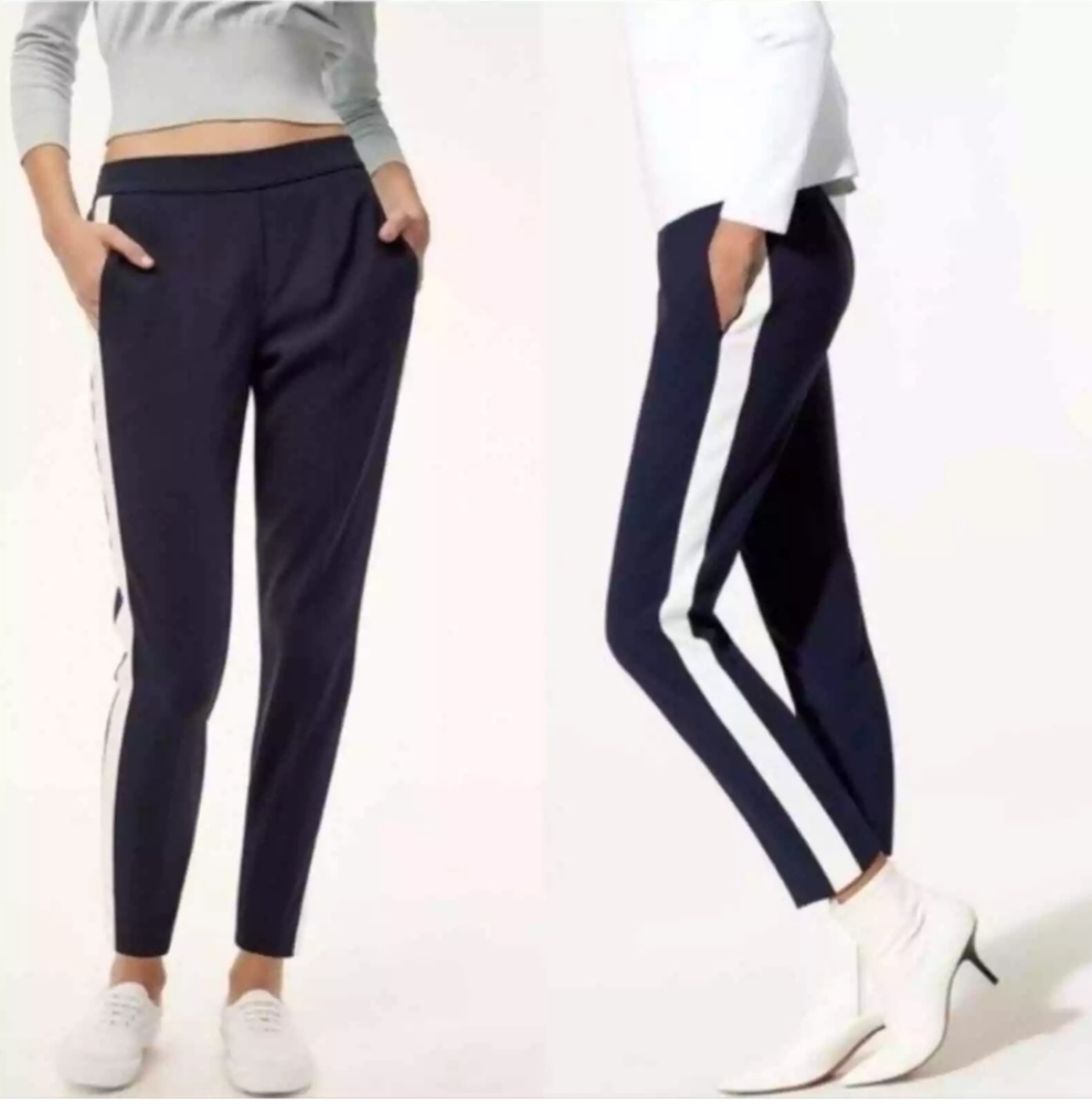 Babaton Conan Navy Blue Side Stripe Tuxedo Crepe Ankle Trousers Pants Size 2